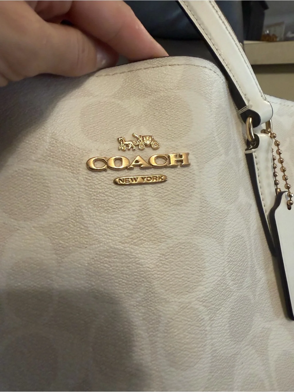 Coach Tatum Carryall in Signature Canvas Chalk White